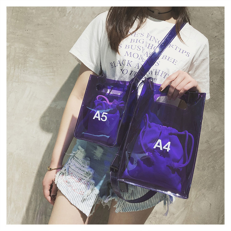 Fashion Purple Letter Pattern Decorated Handbag (2 Pcs),Handbags