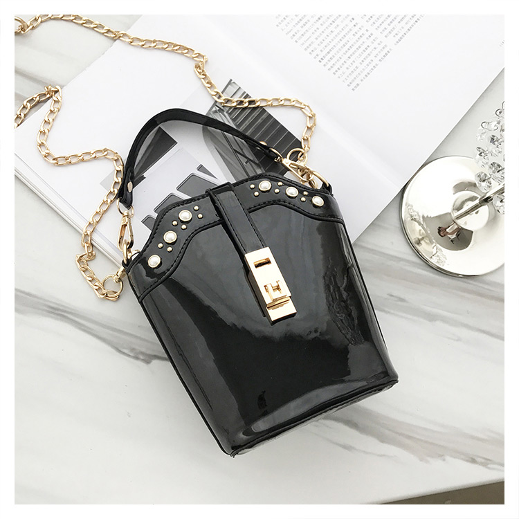 Fashion Black Lock Shape Decorated Shoulder Bag,Shoulder bags
