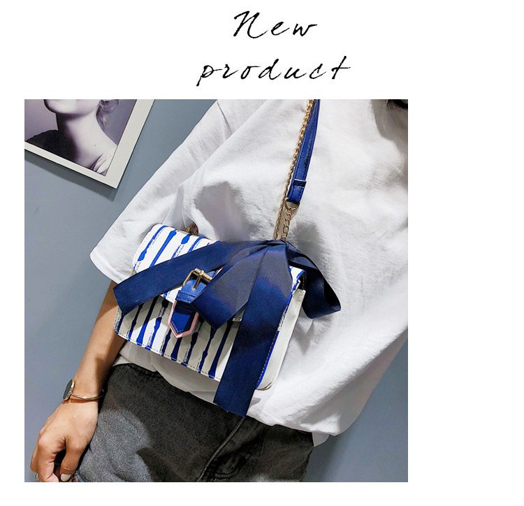 Fashion Blue Stripe Pattern Decorated Shoulder Bag,Shoulder bags
