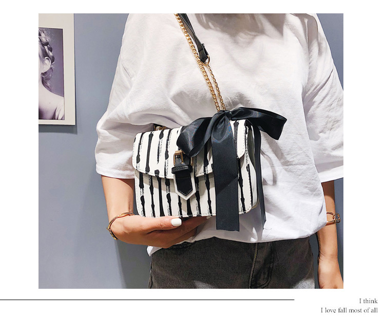 Fashion Black Stripe Pattern Decorated Shoulder Bag,Shoulder bags