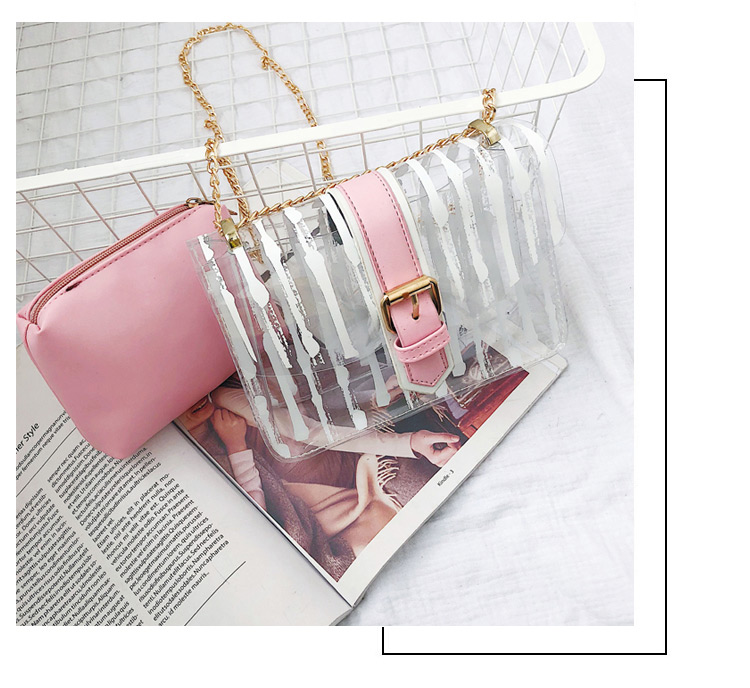 Fashion Pink Buckle Shape Decorated Shoulder Bag,Shoulder bags