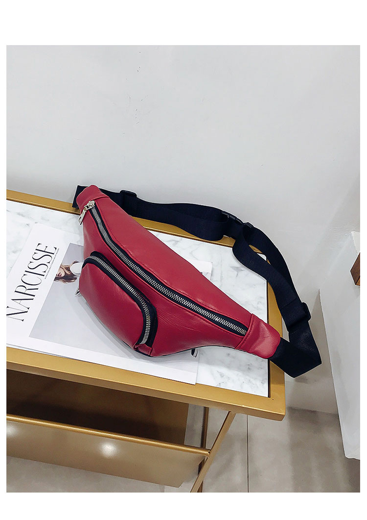 Fashion Claret Red Zipper Decorated Bag,Shoulder bags