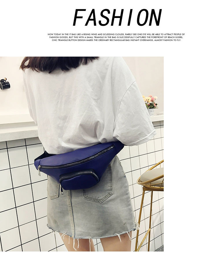 Fashion Blue Zipper Decorated Bag,Shoulder bags