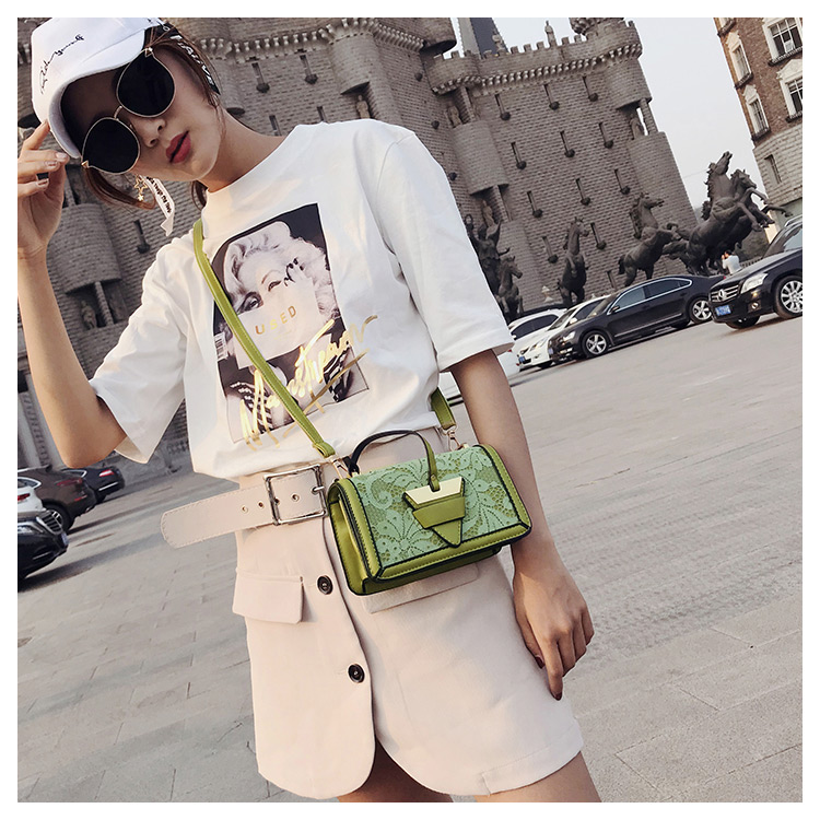 Fashion Green Square Shape Decorated Shoulder Bag,Shoulder bags