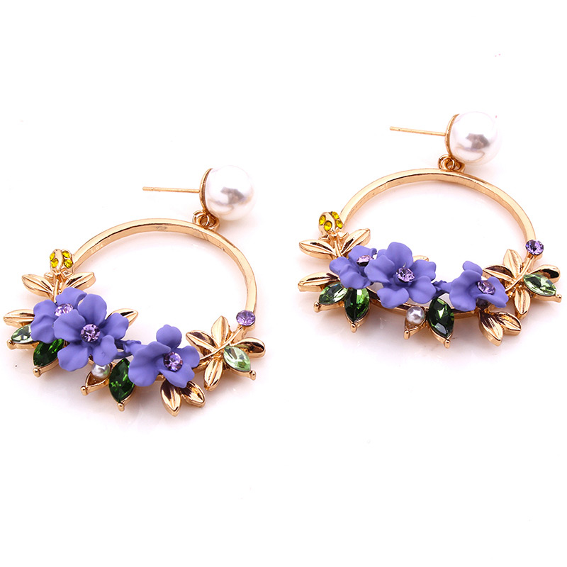 Fashion Purple Flower Shape Decorated Earrings,Drop Earrings