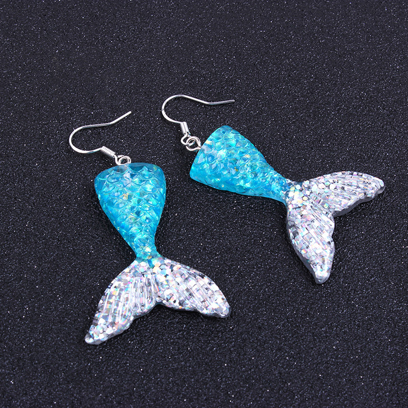 Fashion Light Blue+pink Mermaid Shape Decorated Earrings,Drop Earrings