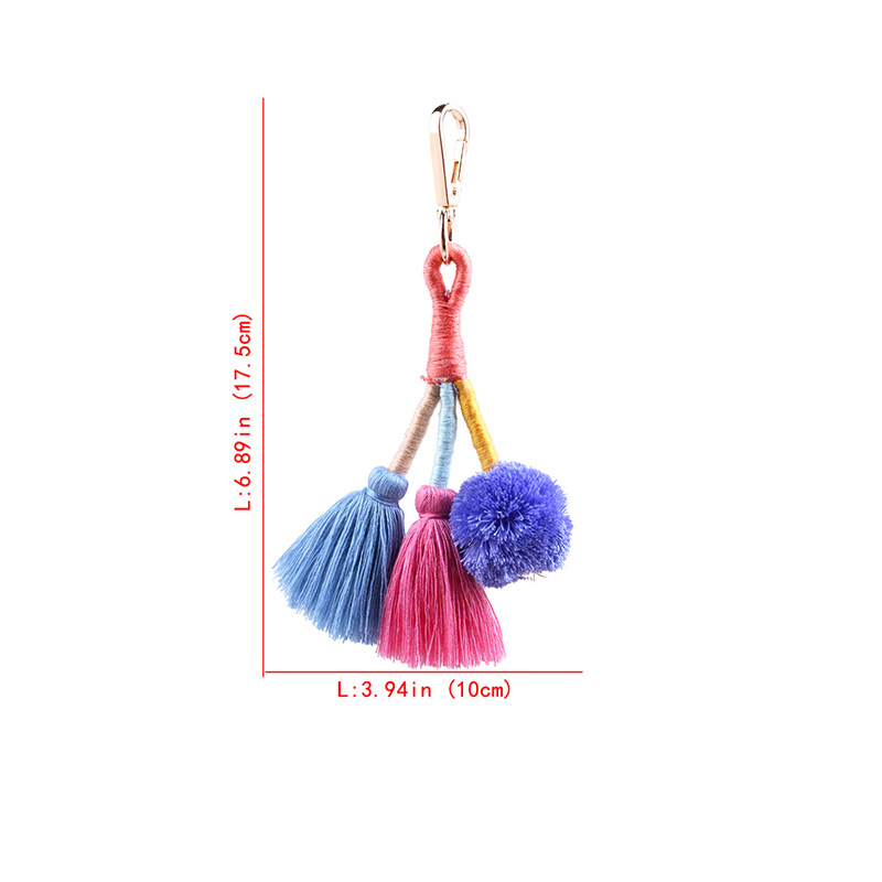 Fashion Multi-color Tassel Decorated Pom Earrings,Fashion Keychain