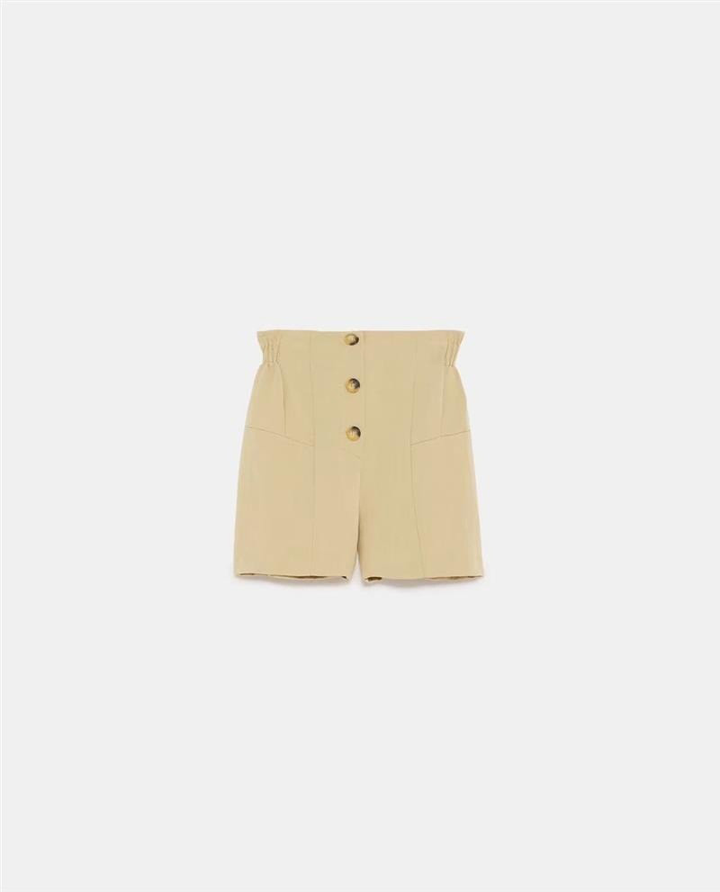 Fashion Khaki Button Decorated Shorts,Shorts