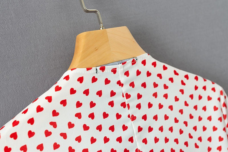Fashion White+red Heart Pattern Decorated Shirt,Tank Tops & Camis