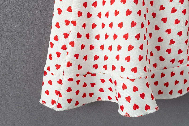 Fashion White+red Heart Pattern Decorated Dress,Skirts
