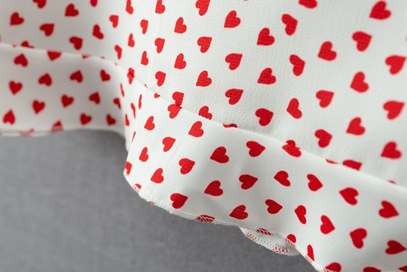 Fashion White+red Heart Pattern Decorated Dress,Skirts