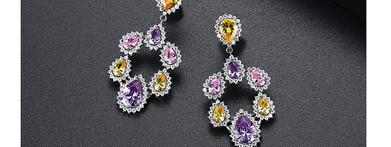 Fashion Multi-color Water Drop Shape Decorated Earrings,Earrings
