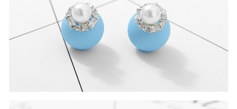 Fashion Sapphire Blue+white Pearl Decorated Earrings,Earrings