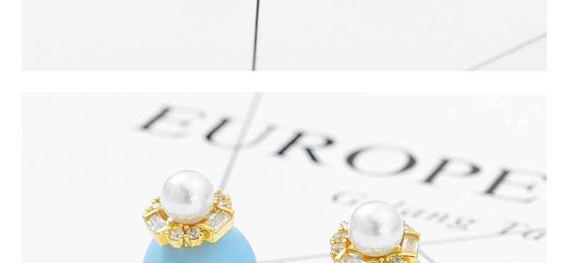 Fashion Sapphire Blue+white Pearl Decorated Earrings,Earrings