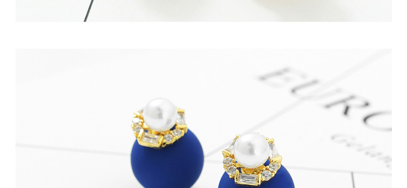 Fashion Sapphire Blue+gold Color Pearl Decorated Earrings,Earrings