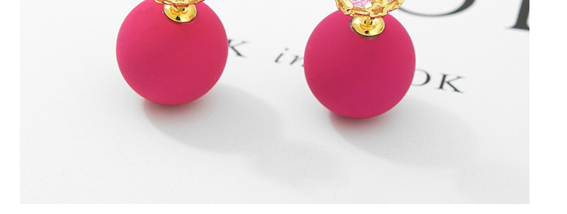 Fashion Pink+gold Color Diamond Decorated Earrings,Earrings