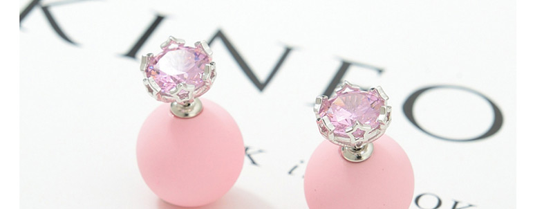 Fashion Pink+silver Color Diamond Decorated Earrings,Earrings