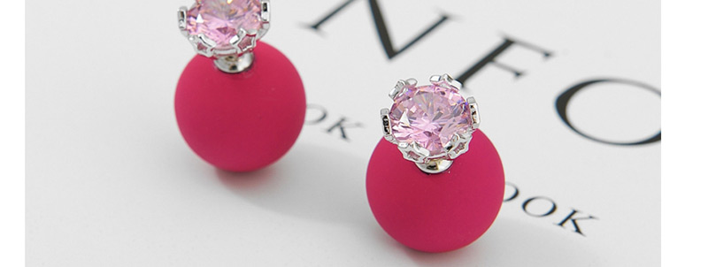Fashion Pink+silver Color Diamond Decorated Earrings,Earrings