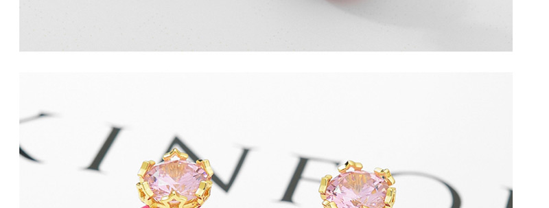 Fashion Pink+gold Color Diamond Decorated Earrings,Earrings
