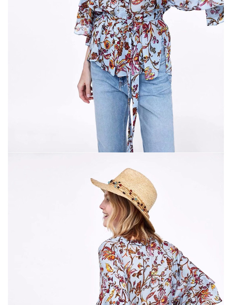 Fashion Multi-color Flower Pattern Decorated Shirt,Tank Tops & Camis