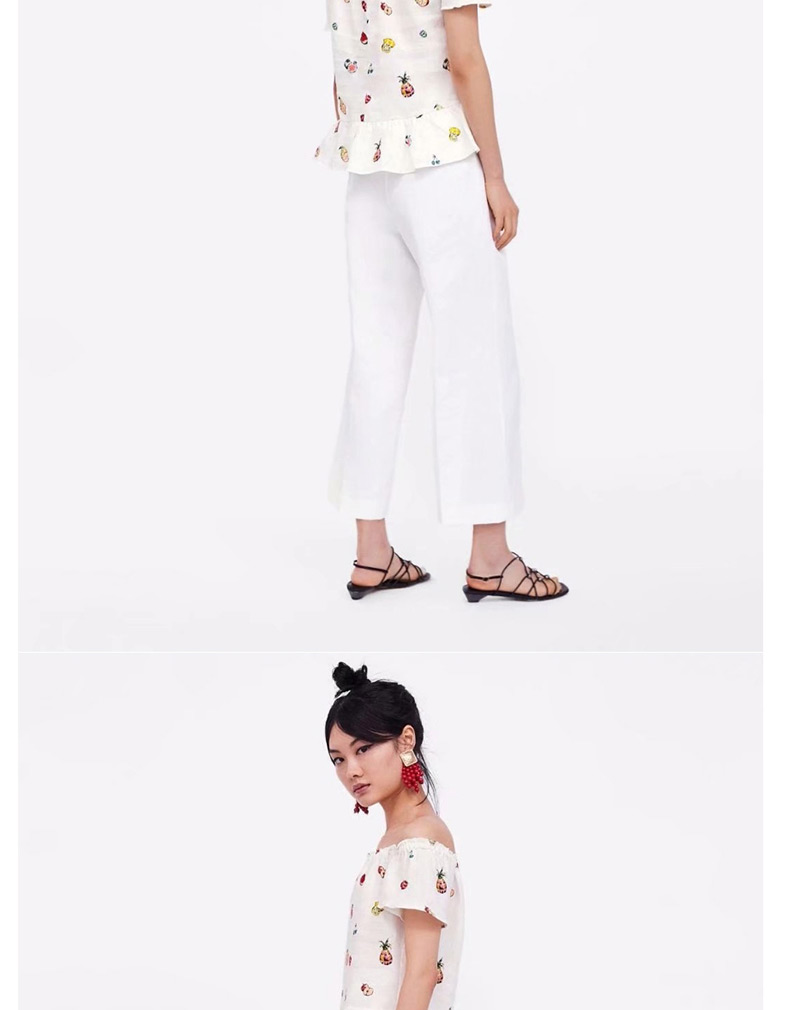 Fashion White Pineapple Pattern Decorated Shirt,Tank Tops & Camis