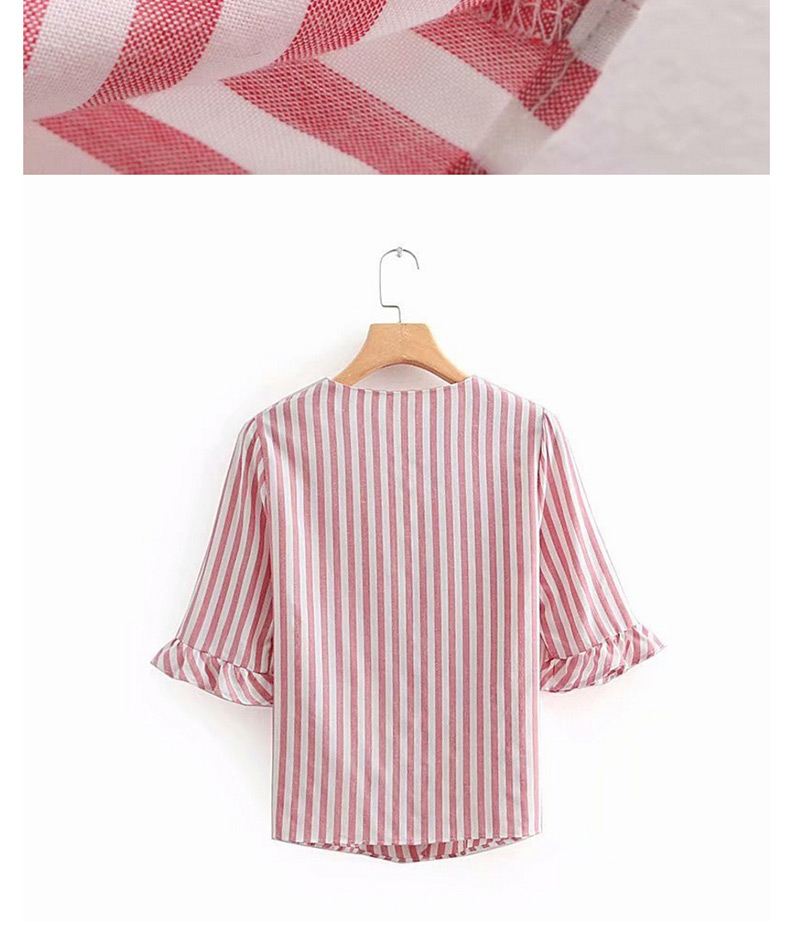 Fashion Pink Stripe Pattern Decorated Shirt,Tank Tops & Camis