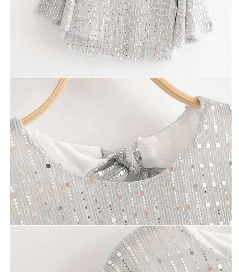 Fashion Silver Color Sequins Decorated Shirt,Tank Tops & Camis