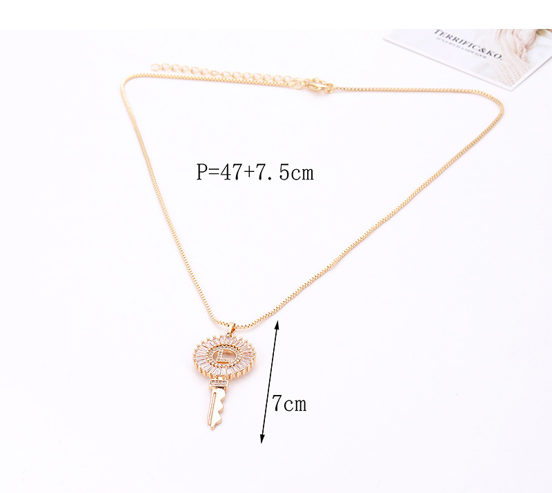 E59721 Gold Color Key Shape Decorated Letter T Necklace,Necklaces