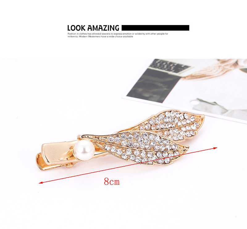 Fashion Gold Color Pearl&diamond Decorated Leaf Shape Hair Clip,Hairpins