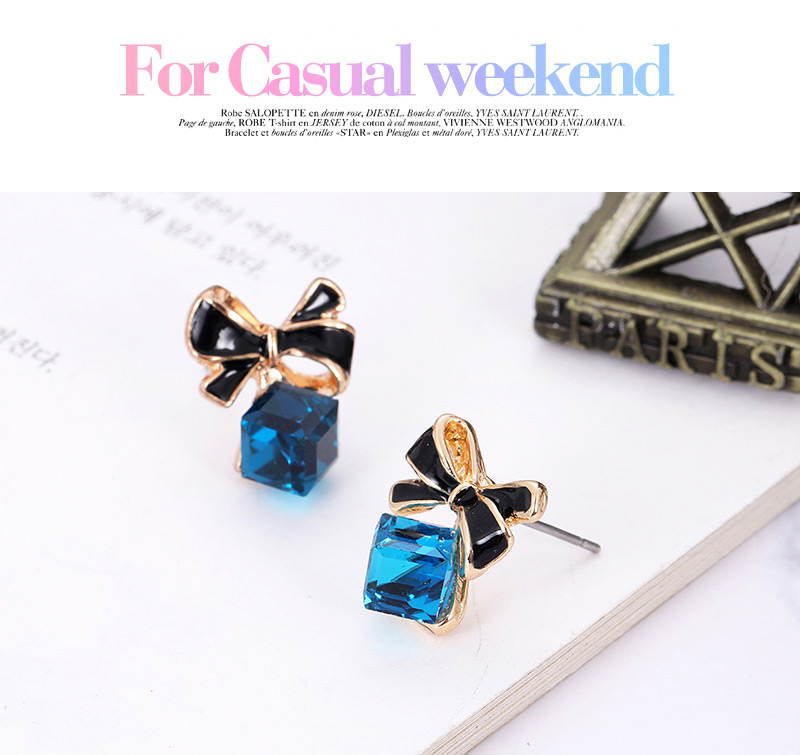 Fashion Blue Bowknot&diamond Decorated Earrings,Stud Earrings