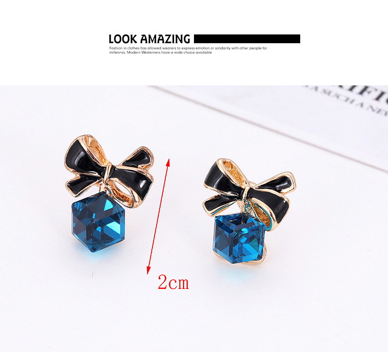 Fashion Blue Bowknot&diamond Decorated Earrings,Stud Earrings