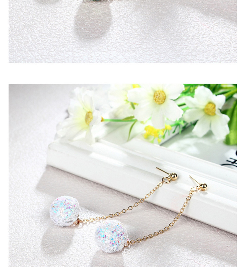 Fashion White Ball Shape Decorated Paillette Earrings,Drop Earrings