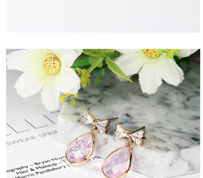Fashion Pink Waterdrop&bowknot Shape Decorated Earrings,Drop Earrings