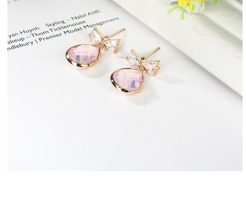 Fashion Pink Waterdrop&bowknot Shape Decorated Earrings,Drop Earrings
