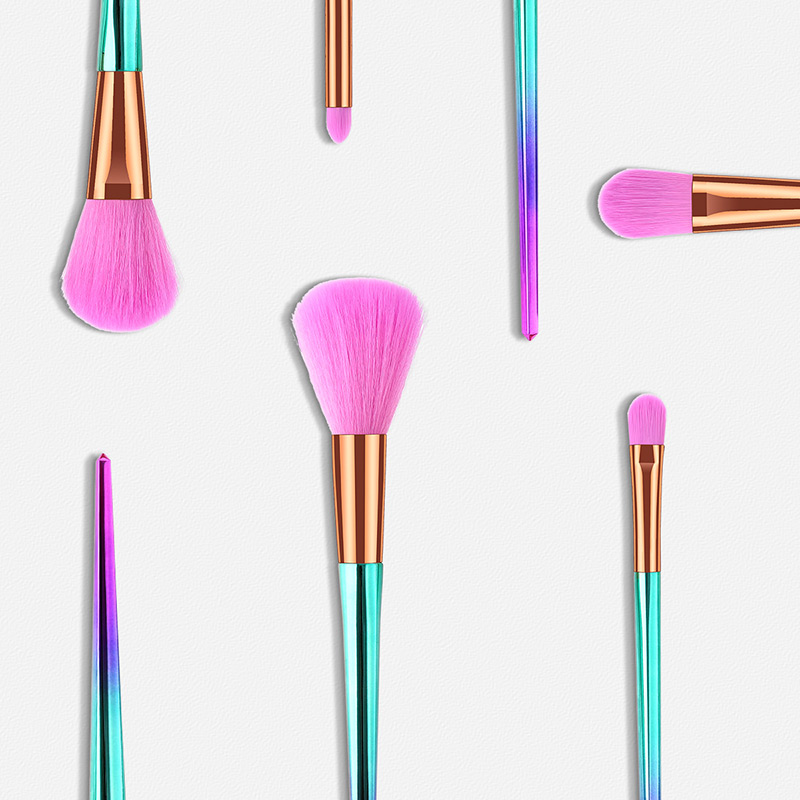 Fashion Pink+purple Sector Shape Decorated Makep Brush (5pcs ),Beauty tools