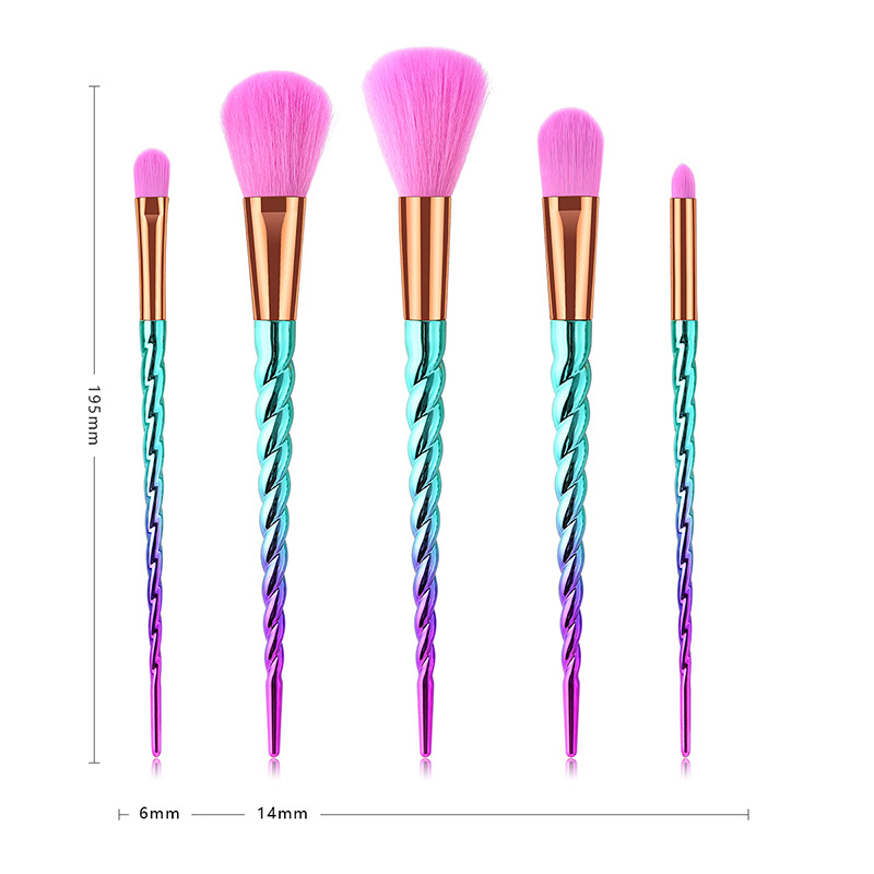 Fashion Pink+blue+purple Round Shape Decorated Makep Brush (5pcs ),Beauty tools