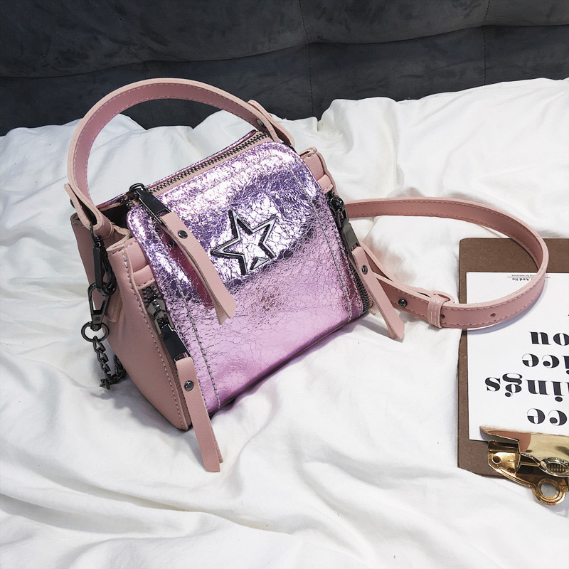 Fashion Pink Star Shape Decorated Shoulder Bag,Handbags