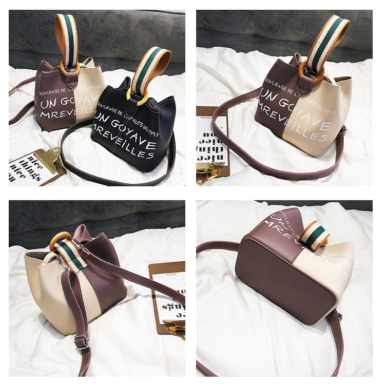 Simple Black Letter Pattern Decorated Shoulder Bag (2 Pcs ),Handbags