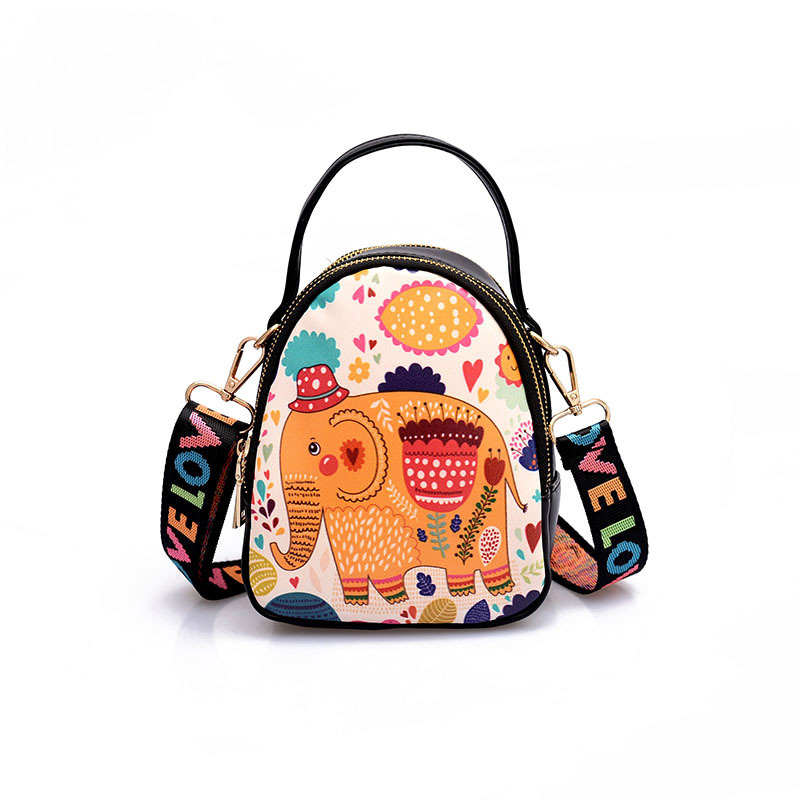 Simple Multi-color Elephant Pattern Decorated Shoulder Bag,Handbags