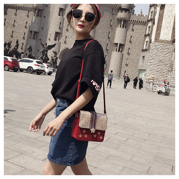 Fashion Red Star Shape Decorated Shoulder Bag,Messenger bags