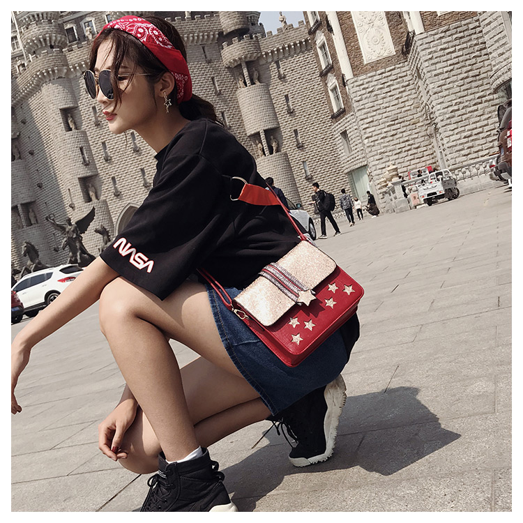 Fashion Red Star Shape Decorated Shoulder Bag,Messenger bags