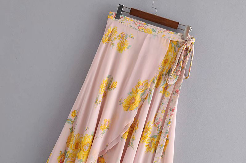 Fashion Pink Flower Patternd Decorated Skirt,Skirts