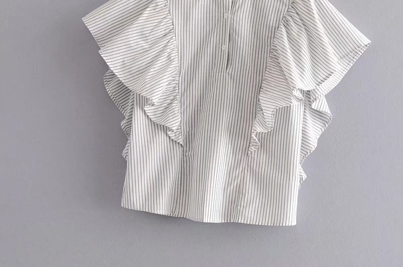 Fashion White Stripe Pattern Decorated Shirt,Tank Tops & Camis