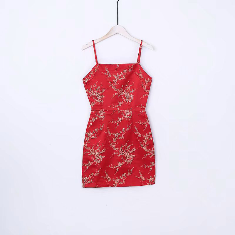 Fashion Red Embroidery Flower Decorated Dress,Long Dress