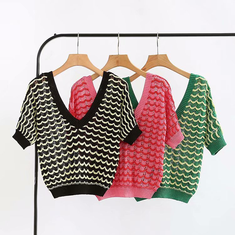 Fashion Green V Neckline Design Pure Color Shirt,Tank Tops & Camis