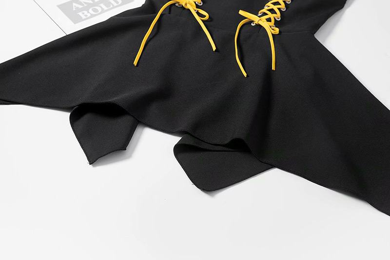 Fashion Black Bandage Decorated Shirt,Tank Tops & Camis