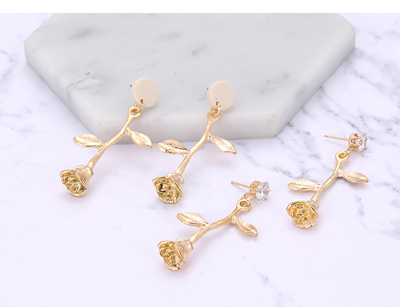 Fashion Silver Color Rose Shape Decorated Earrings,Drop Earrings