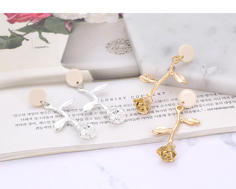 Fashion Gold Color Rose Shape Decorated Earrings,Drop Earrings