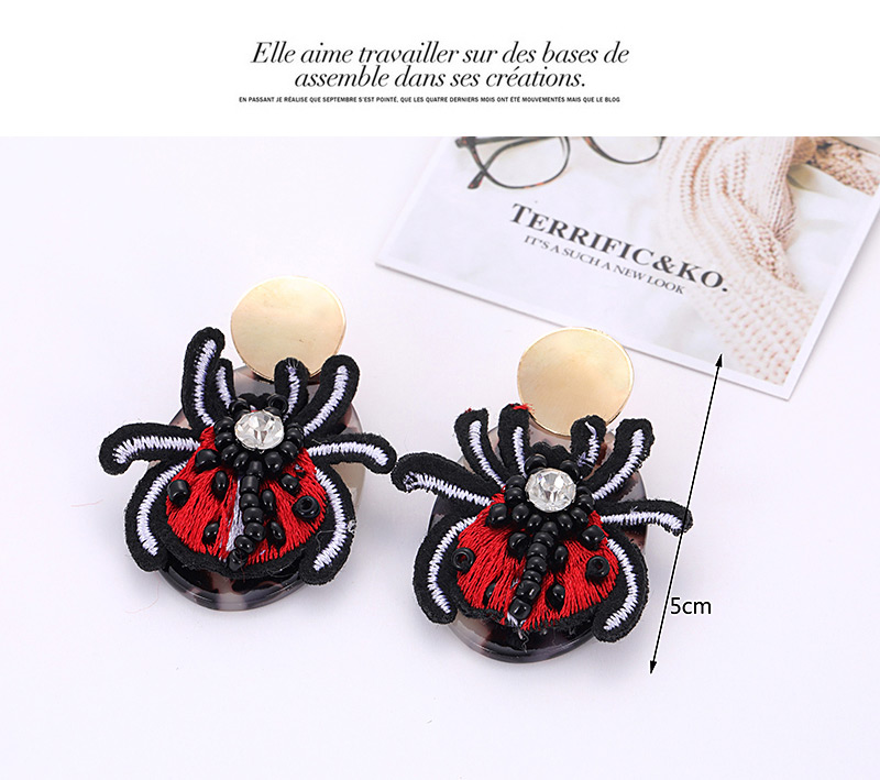 Fashion Red Ladybug Shape Decorated Earrings,Stud Earrings