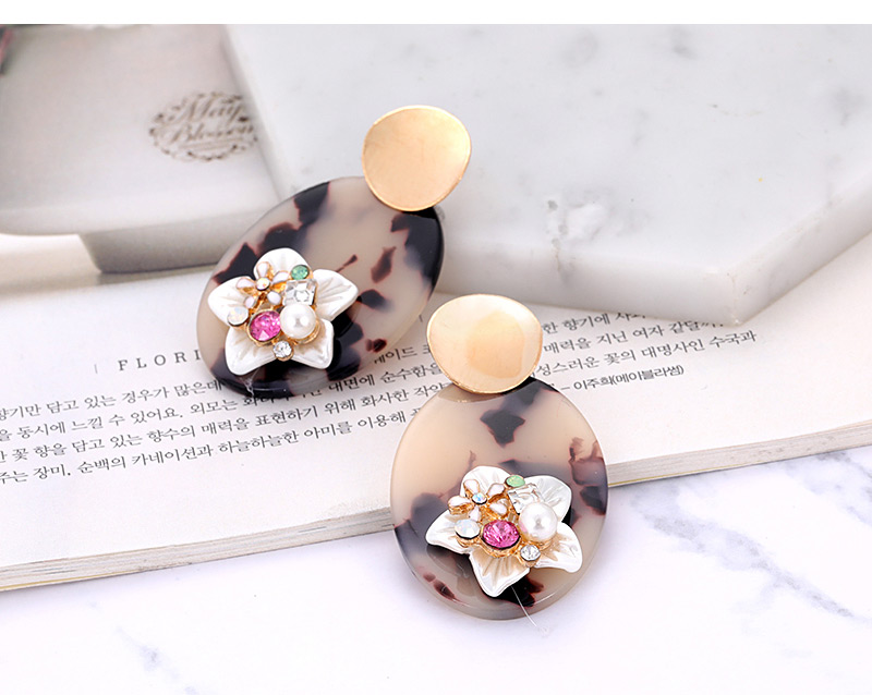 Fashion Khaki Flower Shape Decorated Earrings,Stud Earrings